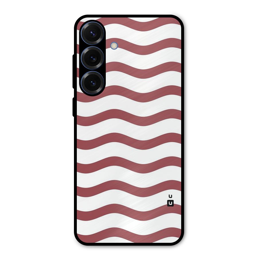 Flowing Stripes Red White Metal Back Case for Galaxy S25 Plus