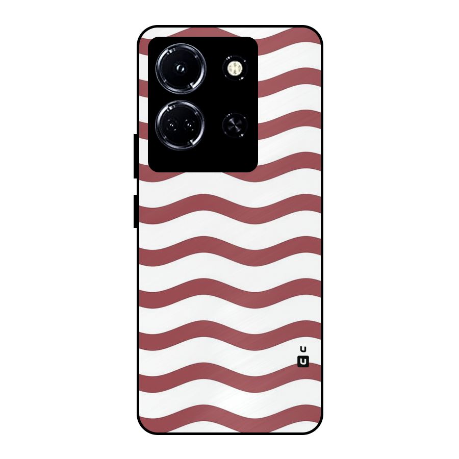 Flowing Stripes Red White Metal Back Case for Infinix Note 30 5G
