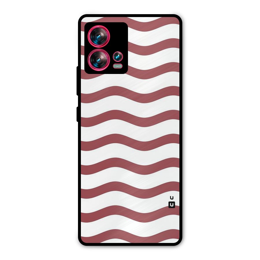 Flowing Stripes Red White Metal Back Case for Motorola Edge 30 Fusion