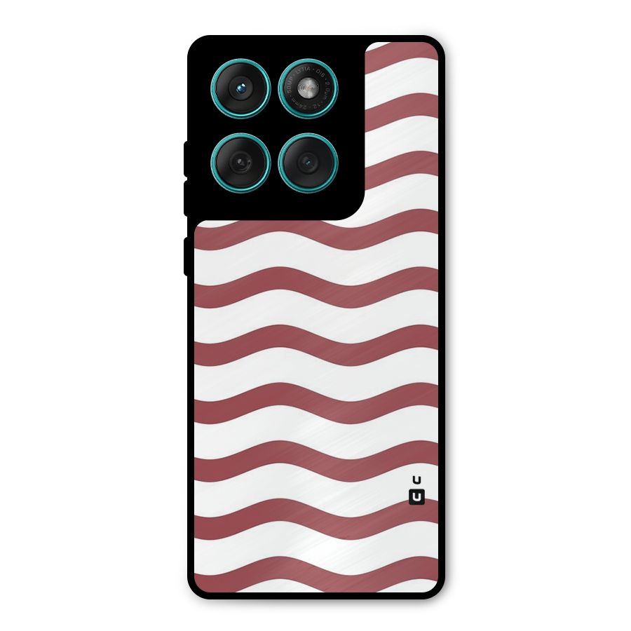 Flowing Stripes Red White Metal Back Case for Motorola Edge 60 Fusion