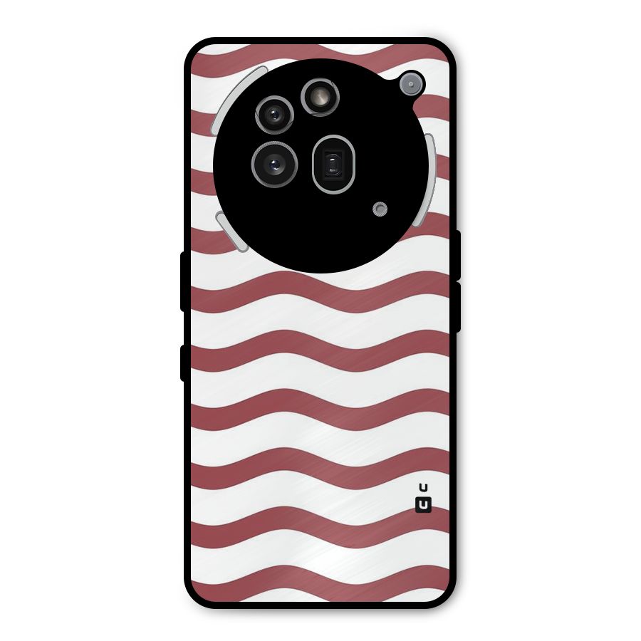 Flowing Stripes Red White Metal Back Case for Nothing Phone 3a Pro