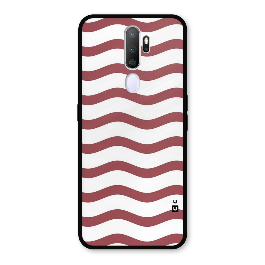 Flowing Stripes Red White Metal Back Case for Oppo A5 (2020)