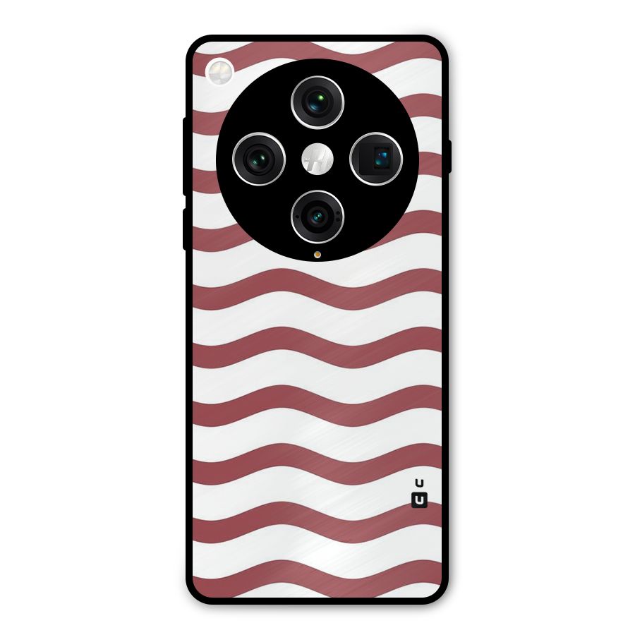 Flowing Stripes Red White Metal Back Case for Oppo Find X8 Pro