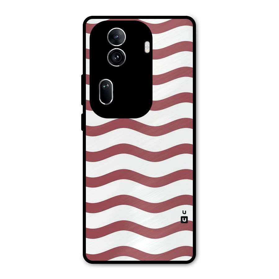Flowing Stripes Red White Metal Back Case for Oppo Reno11 Pro 5G