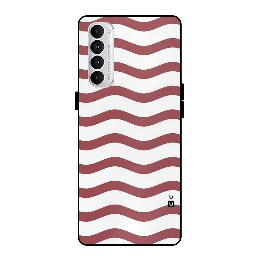 Flowing Stripes Red White Metal Back Case for Oppo Reno4 Pro