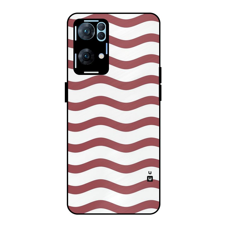 Flowing Stripes Red White Metal Back Case for Oppo Reno7 Pro 5G