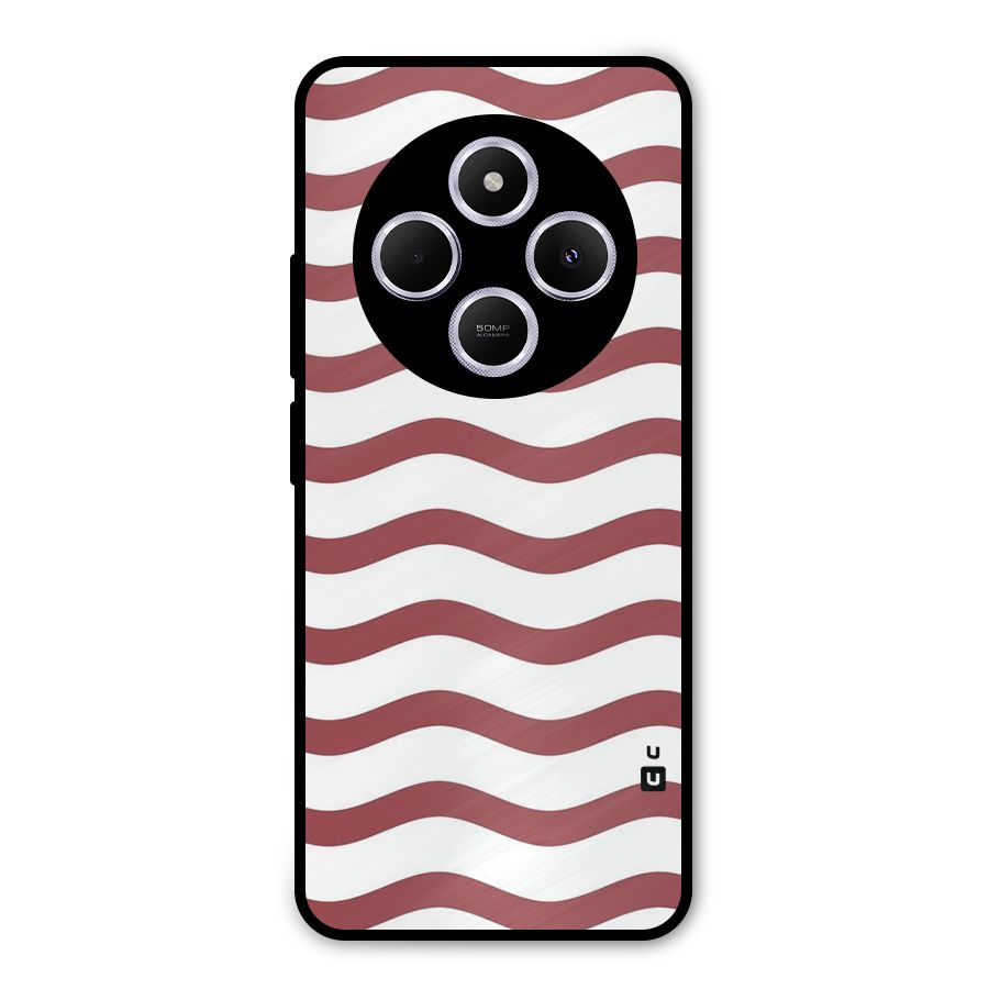 Flowing Stripes Red White Metal Back Case for Poco C75 5G