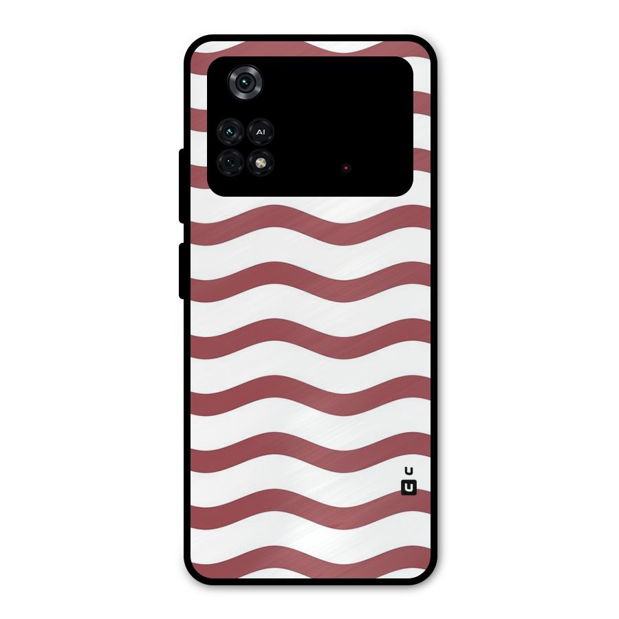 Flowing Stripes Red White Metal Back Case for Poco M4 Pro 4G