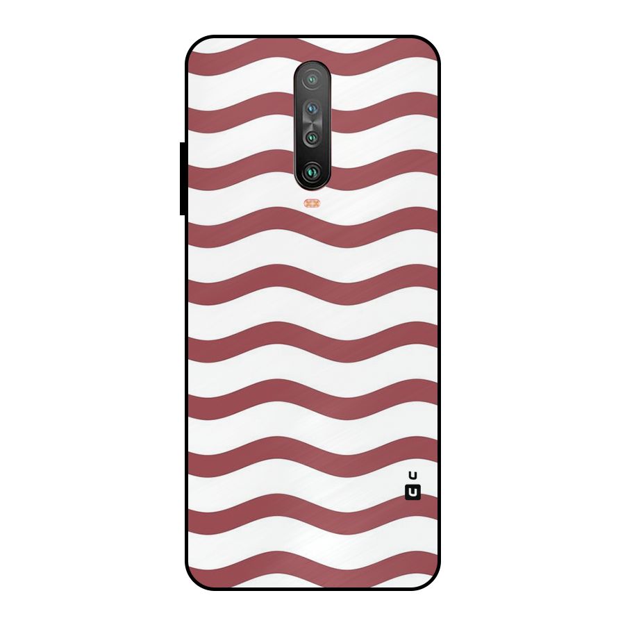 Flowing Stripes Red White Metal Back Case for Poco X2