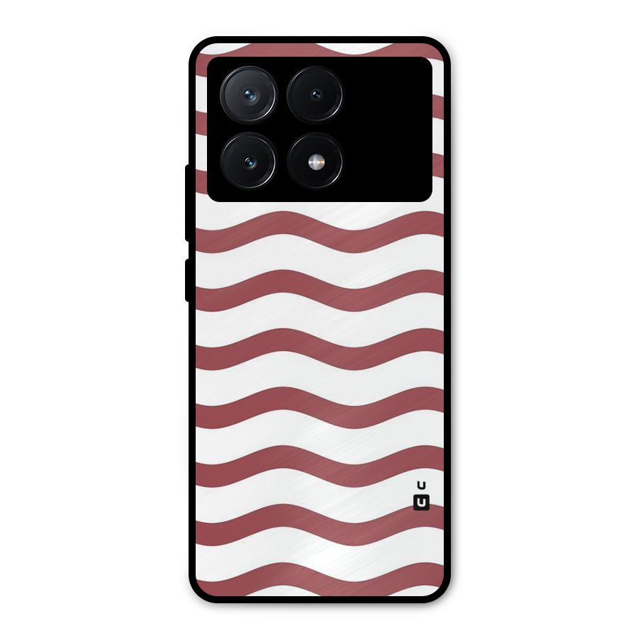 Flowing Stripes Red White Metal Back Case for Poco X6 Pro