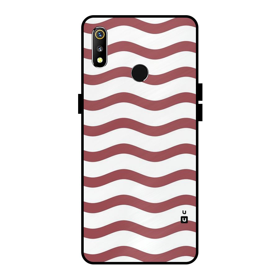 Flowing Stripes Red White Metal Back Case for Realme 3