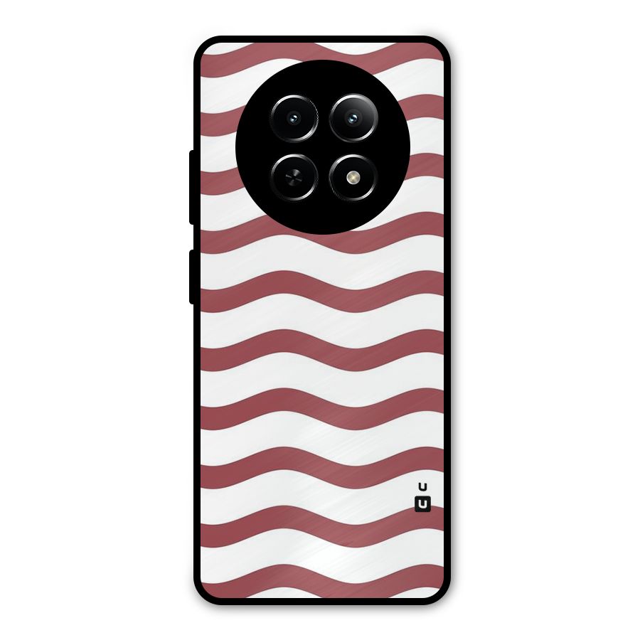 Flowing Stripes Red White Metal Back Case for Realme Narzo N65