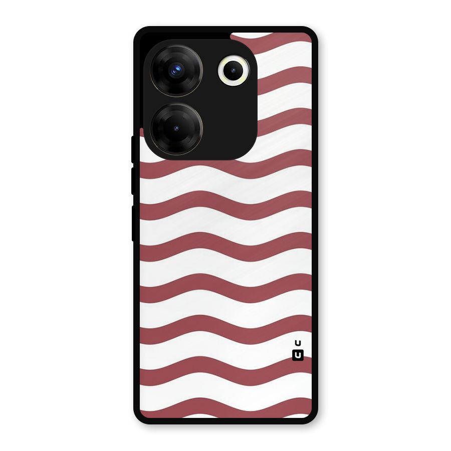 Flowing Stripes Red White Metal Back Case for Tecno Camon 20 Pro