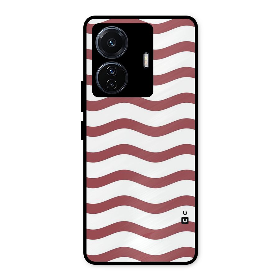 Flowing Stripes Red White Metal Back Case for Vivo T1 Pro