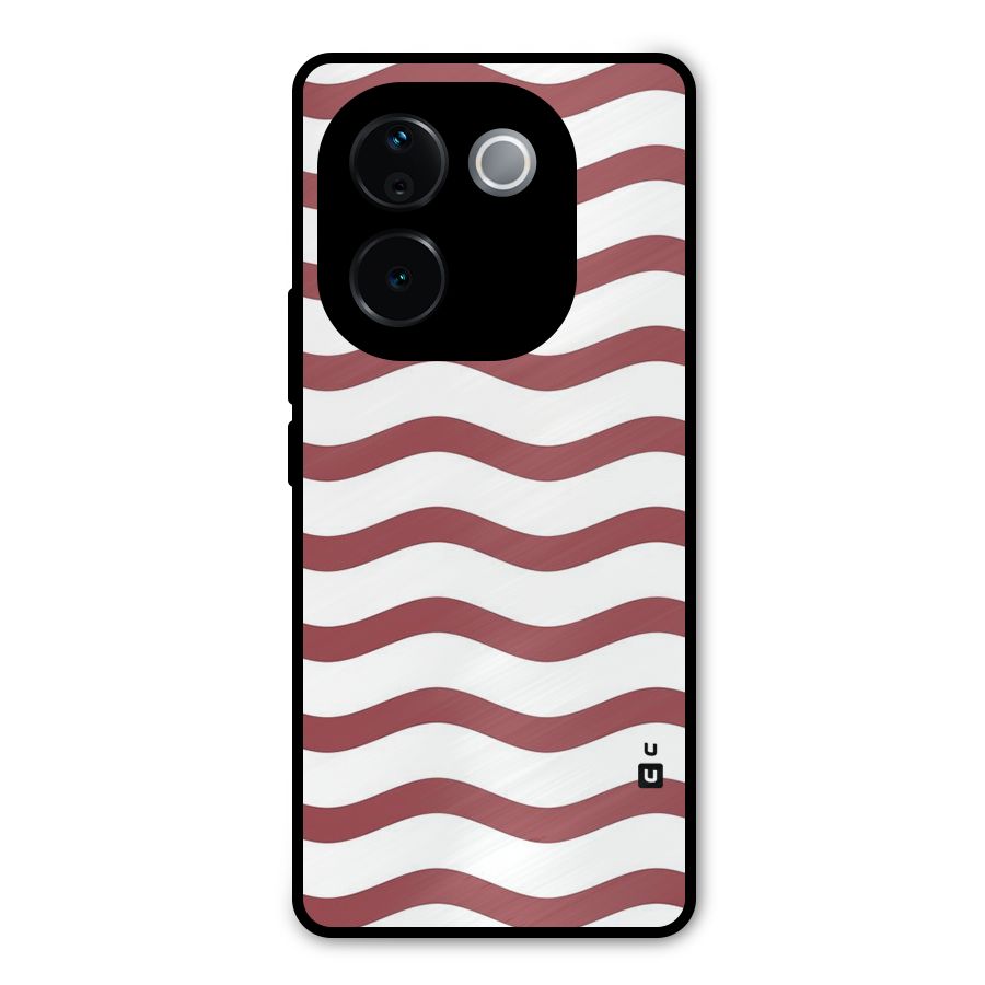 Flowing Stripes Red White Metal Back Case for Vivo T3 Pro