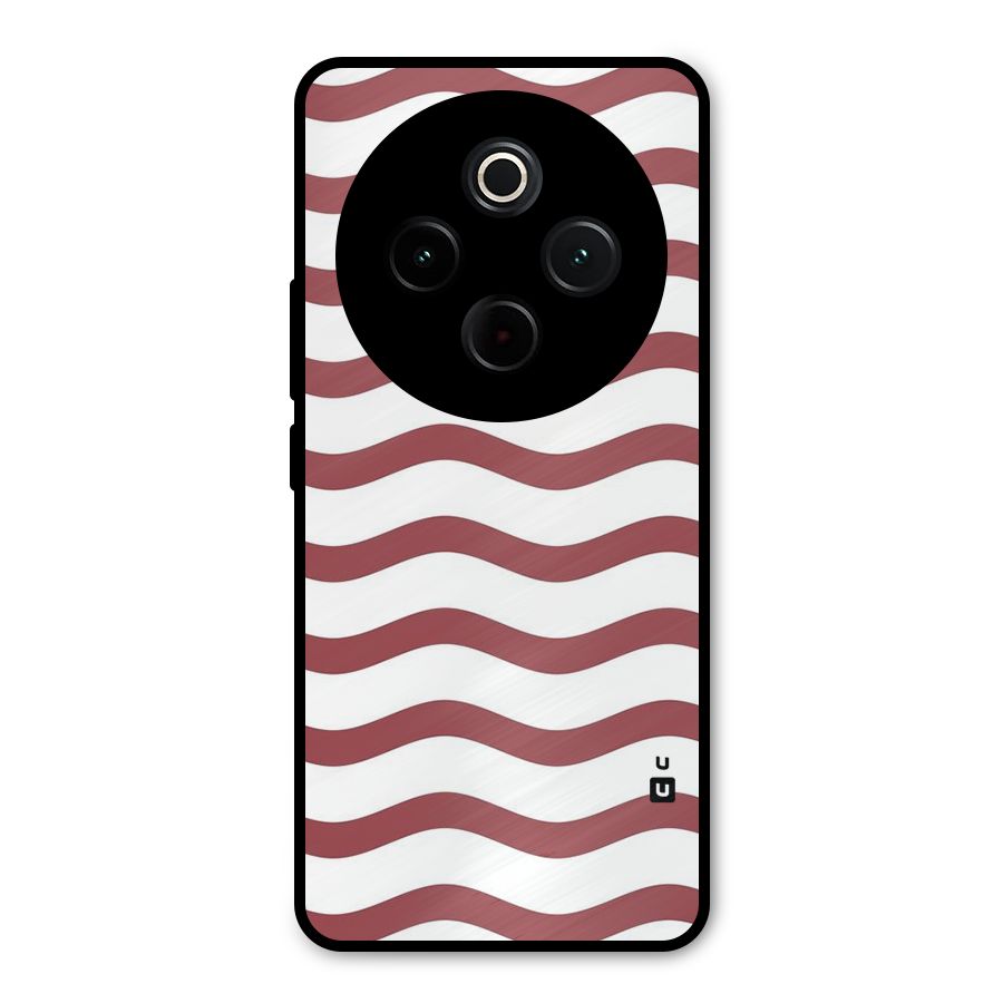 Flowing Stripes Red White Metal Back Case for Vivo T4