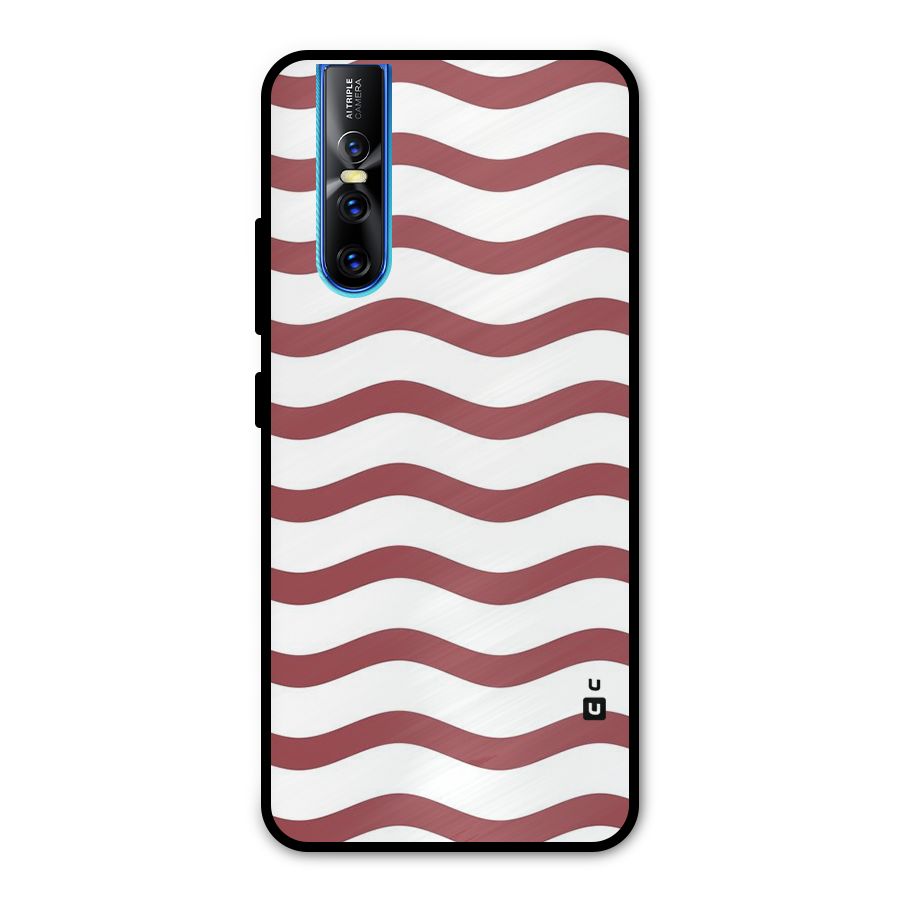 Flowing Stripes Red White Metal Back Case for Vivo V15 Pro