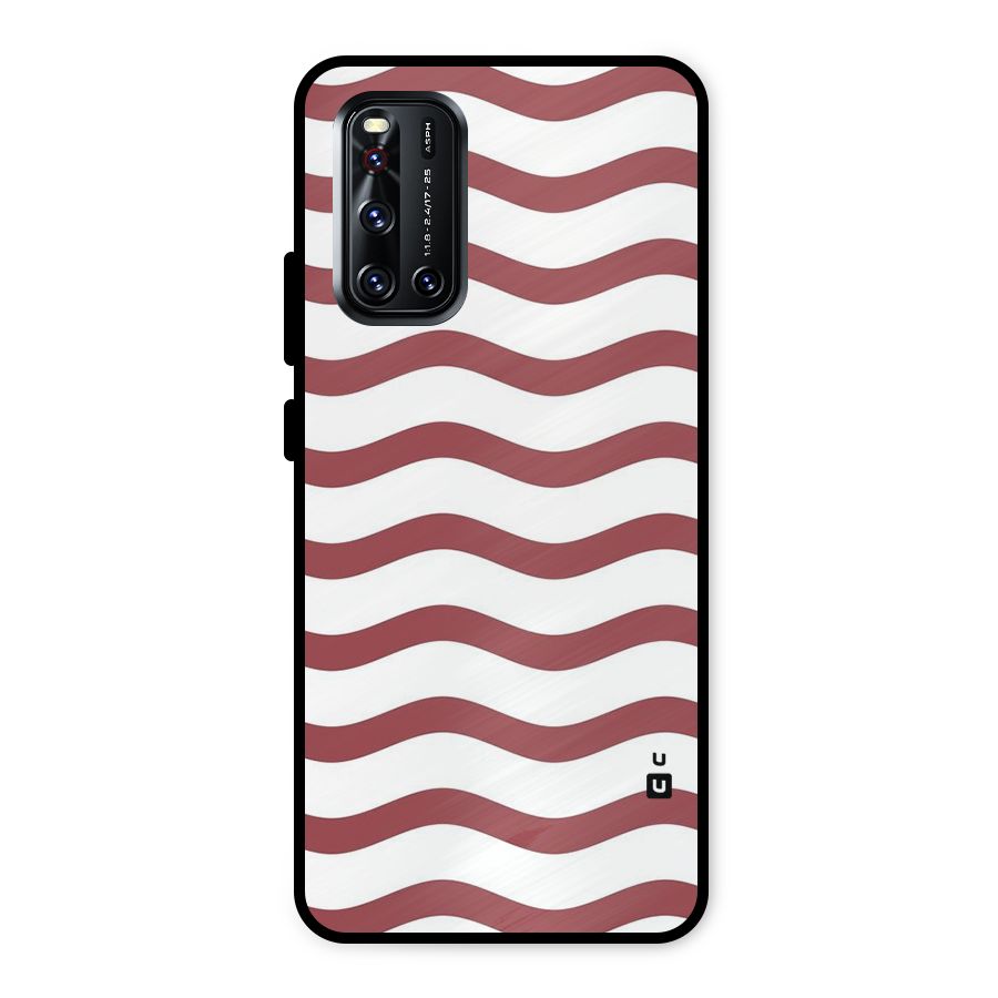 Flowing Stripes Red White Metal Back Case for Vivo V19