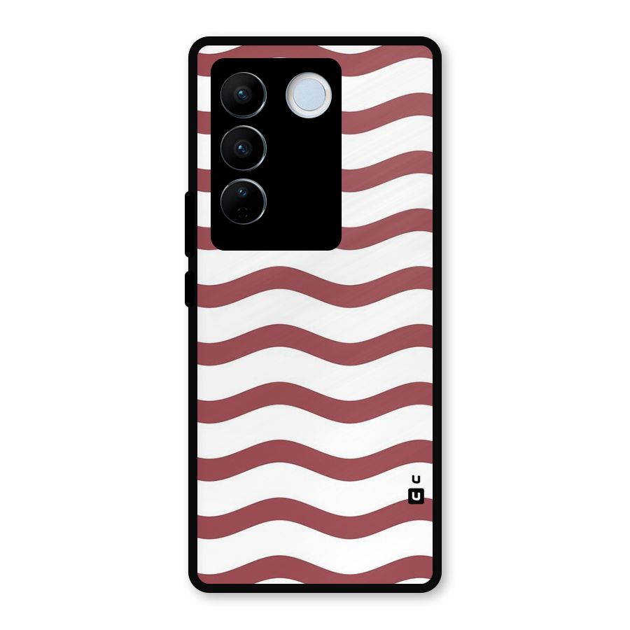 Flowing Stripes Red White Metal Back Case for Vivo V27