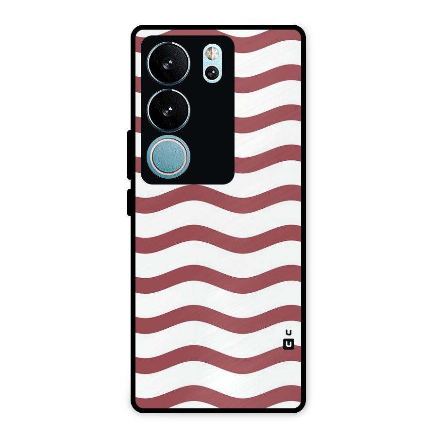 Flowing Stripes Red White Metal Back Case for Vivo V29