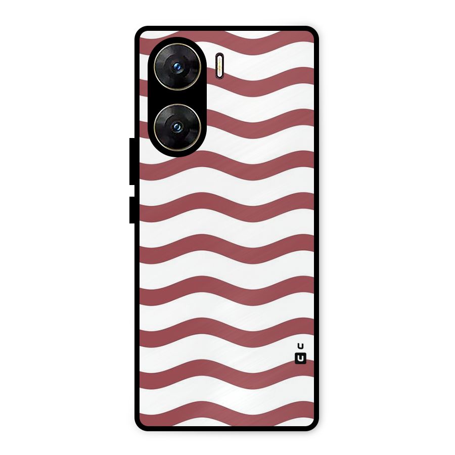 Flowing Stripes Red White Metal Back Case for Vivo V29e