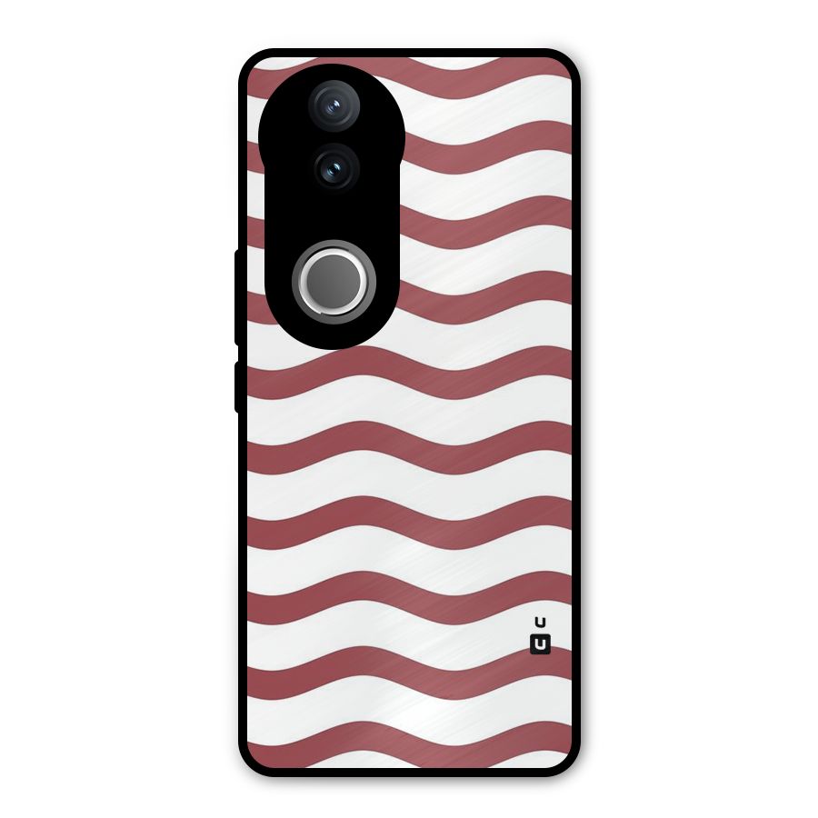 Flowing Stripes Red White Metal Back Case for Vivo V50e