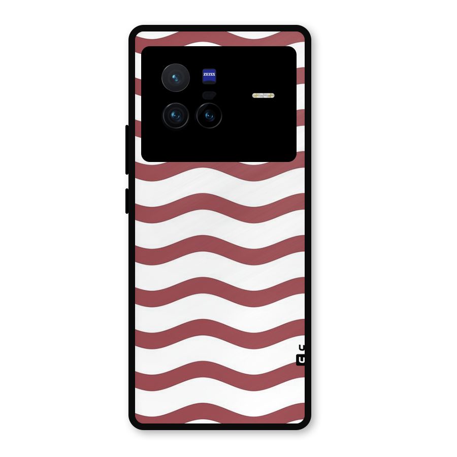 Flowing Stripes Red White Metal Back Case for Vivo X80