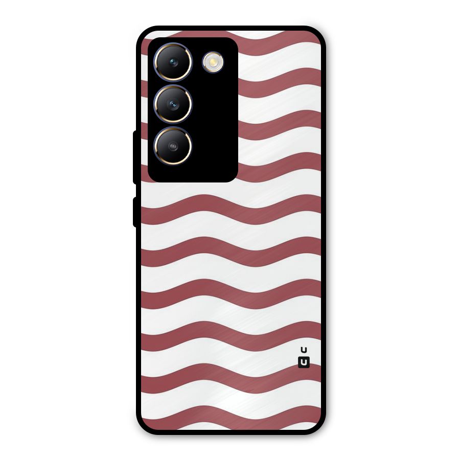 Flowing Stripes Red White Metal Back Case for Vivo Y200e