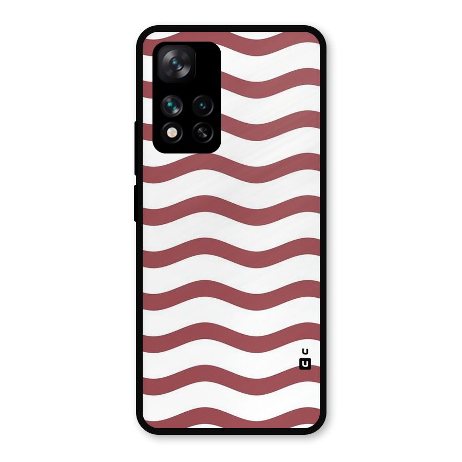 Flowing Stripes Red White Metal Back Case for Xiaomi 11i Hypercharge 5G