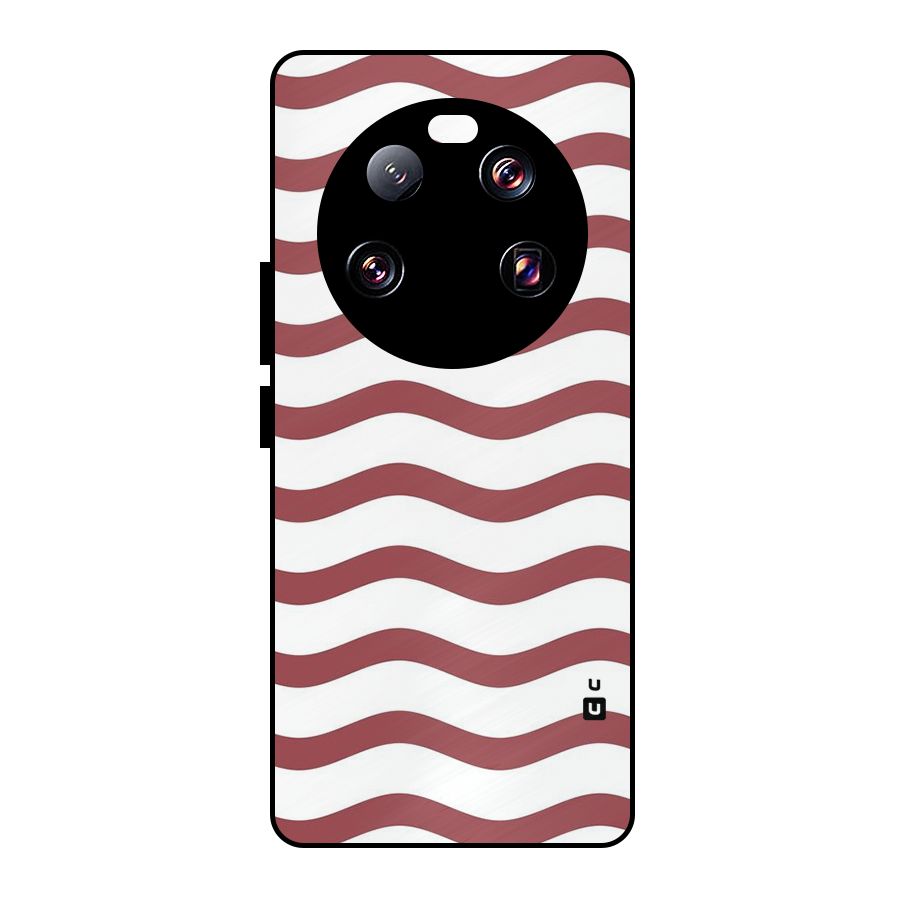 Flowing Stripes Red White Metal Back Case for Xiaomi 13 Ultra