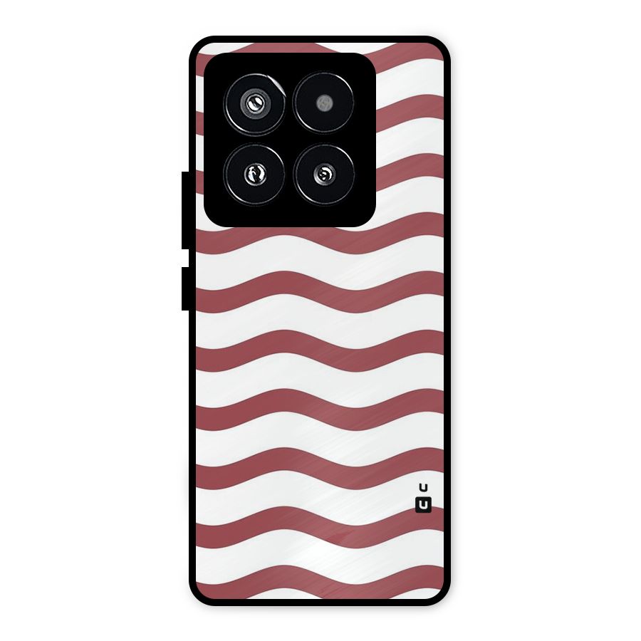 Flowing Stripes Red White Metal Back Case for Xiaomi 14 Pro