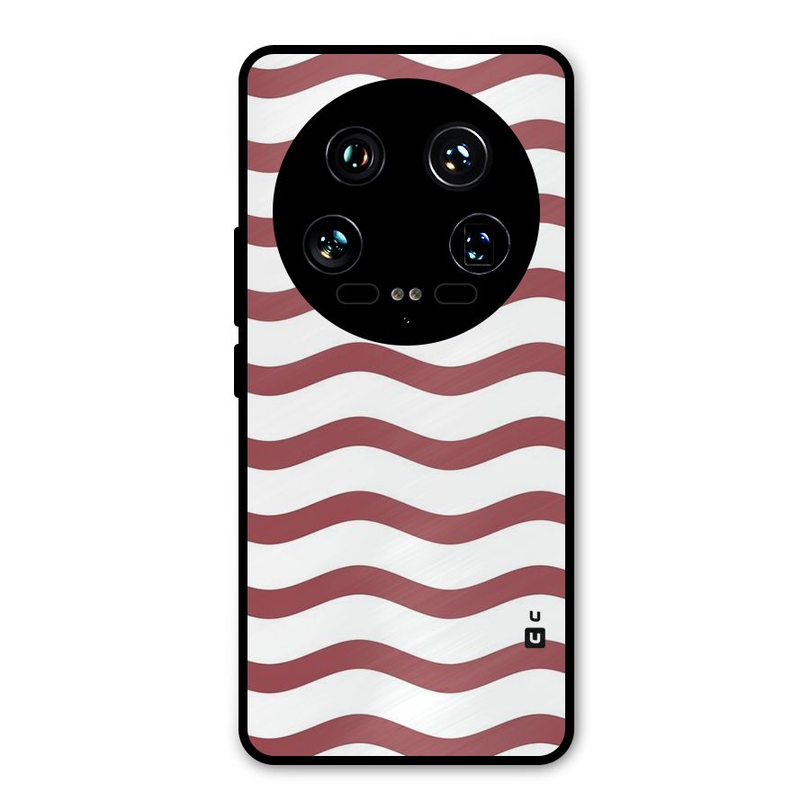 Flowing Stripes Red White Metal Back Case for Xiaomi 14 Ultra