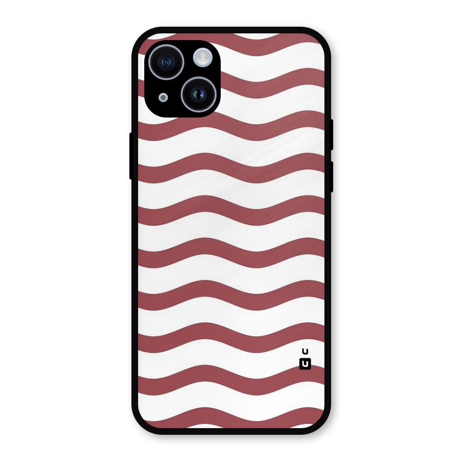 Flowing Stripes Red White Metal Back Case for iPhone 14