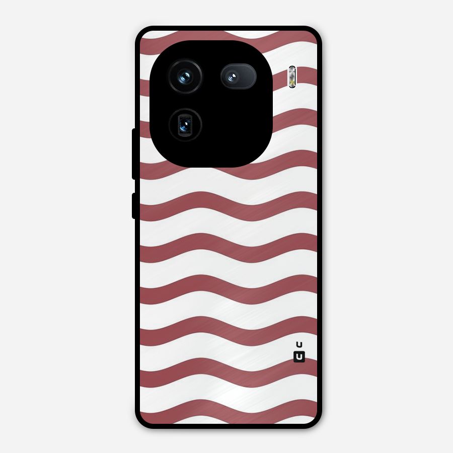Flowing Stripes Red White Metal Back Case for iQOO 12