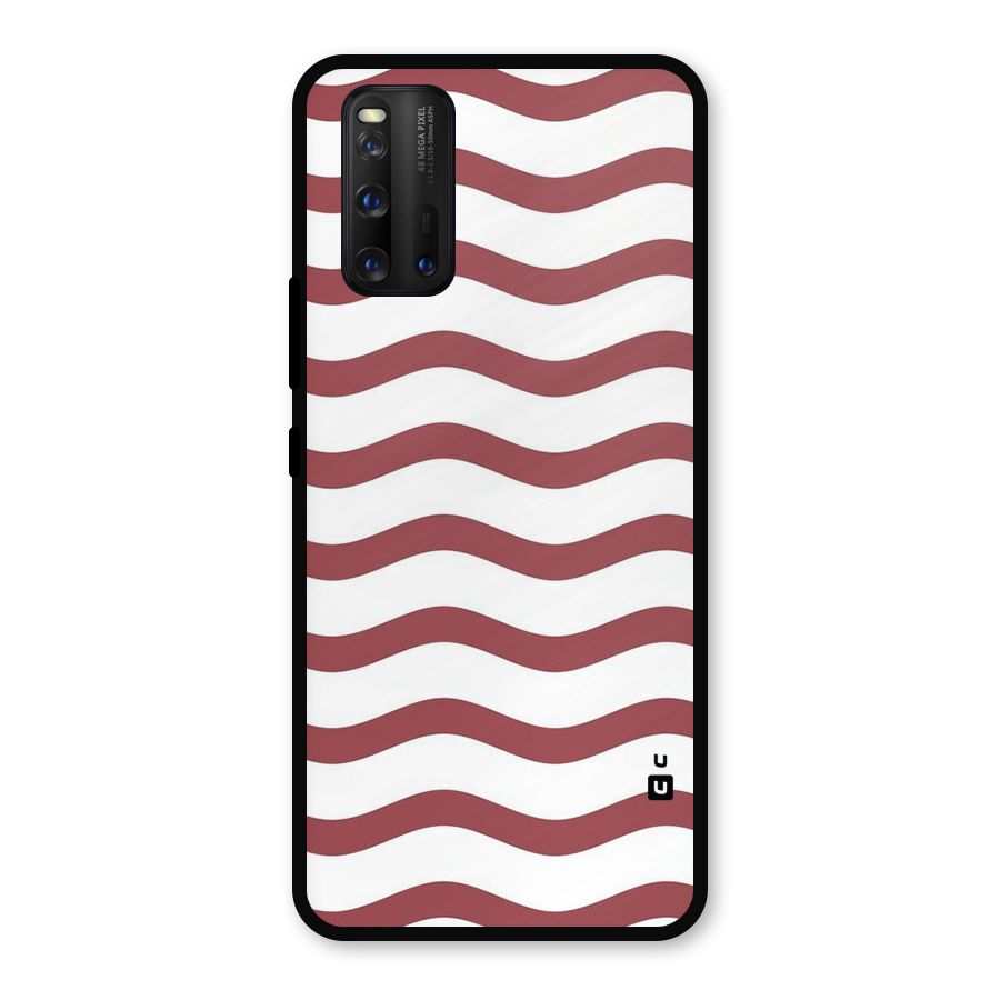 Flowing Stripes Red White Metal Back Case for iQOO 3
