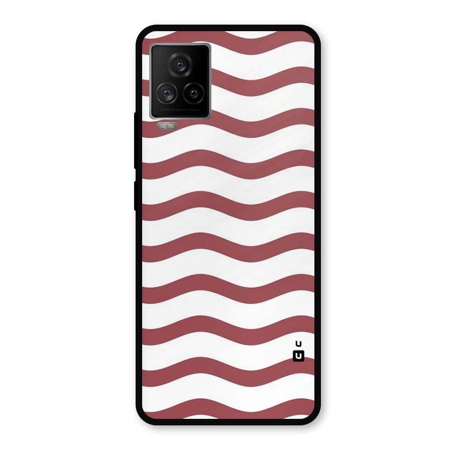 Flowing Stripes Red White Metal Back Case for iQOO 7 Legend 5G