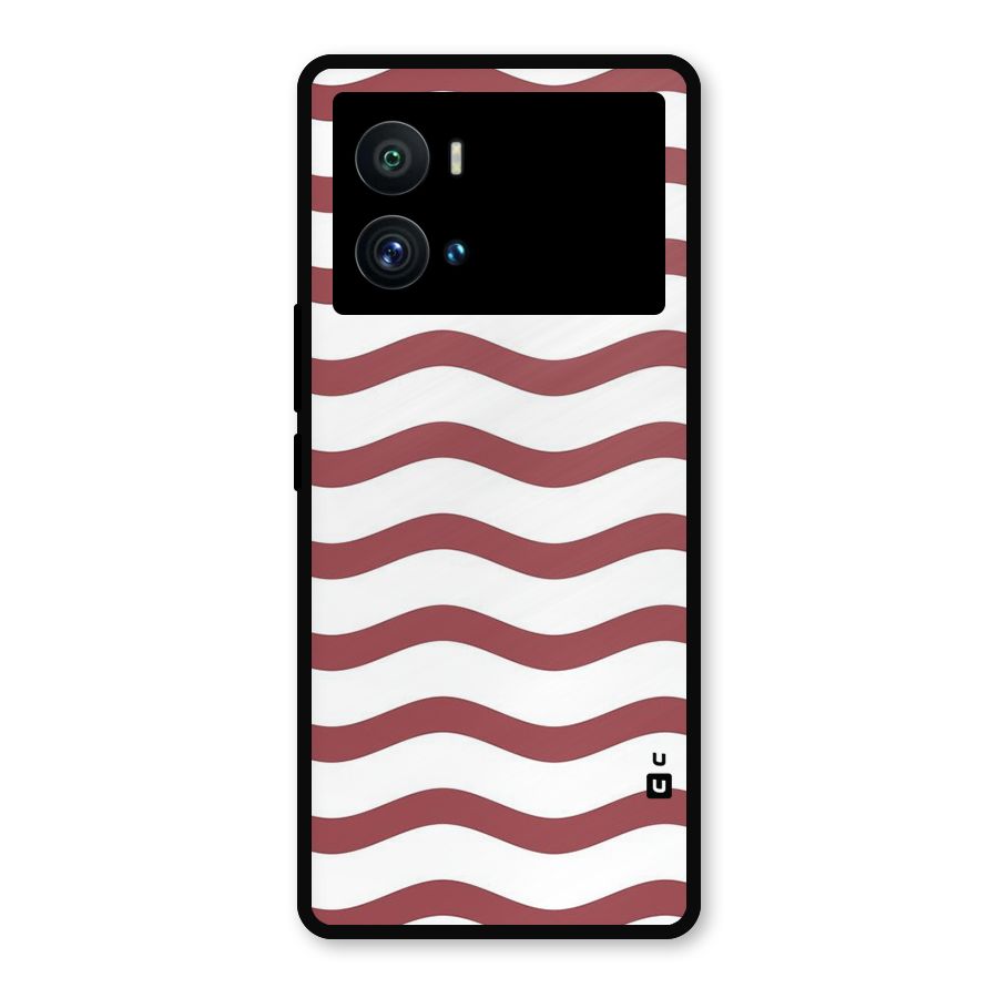 Flowing Stripes Red White Metal Back Case for iQOO 9 Pro