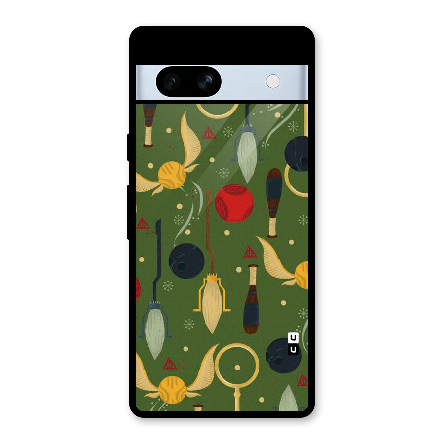 Flying Ball Pattern Glass Back Case for Google Pixel 7a