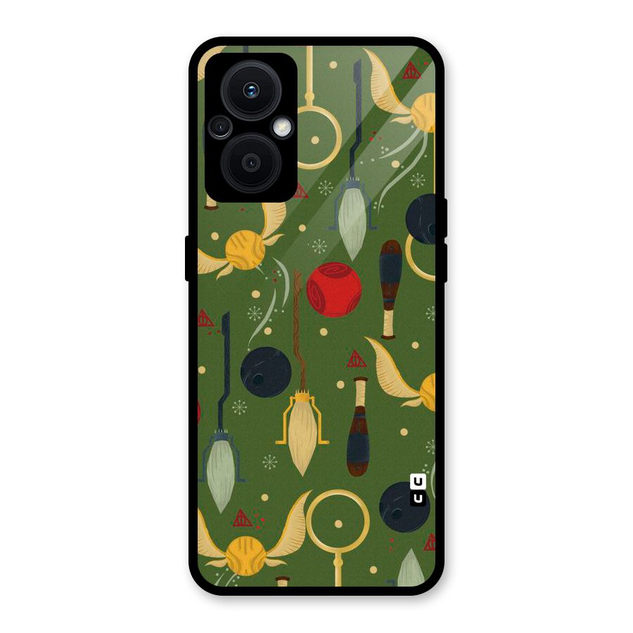 Flying Ball Pattern Glass Back Case for Oppo F21s Pro 5G