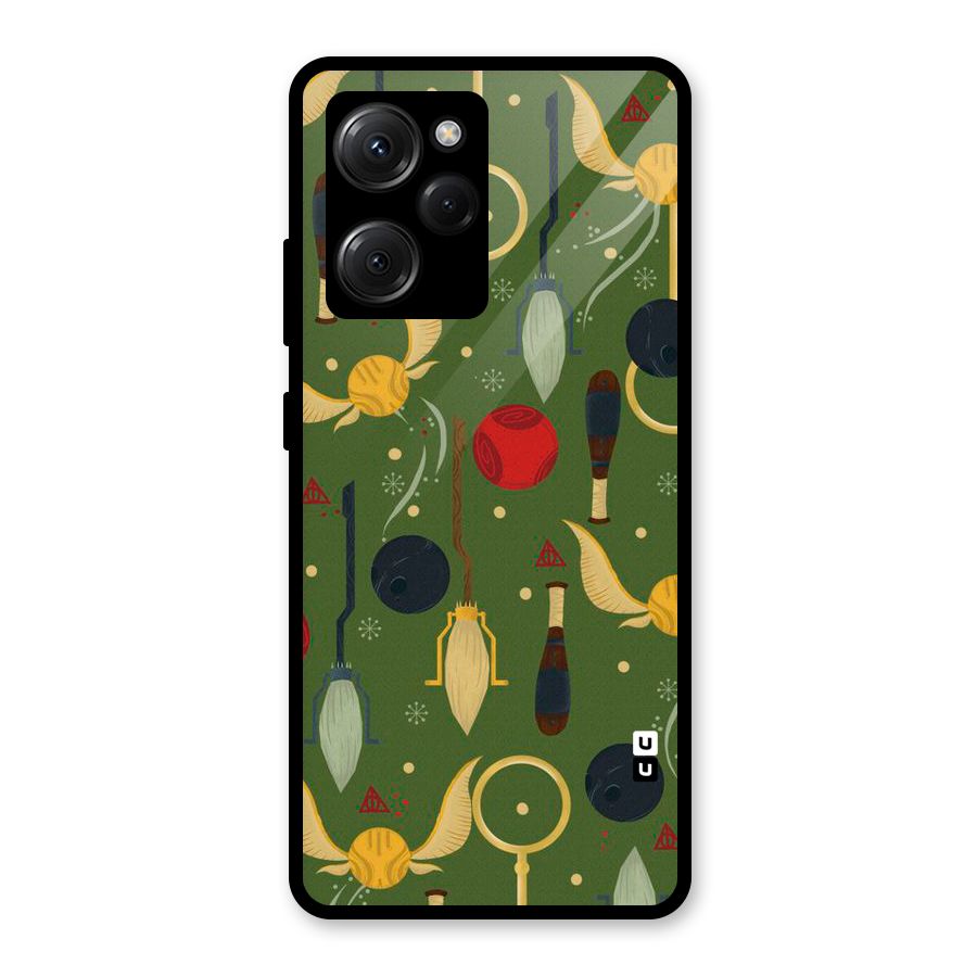 Flying Ball Pattern Glass Back Case for Poco X5 Pro