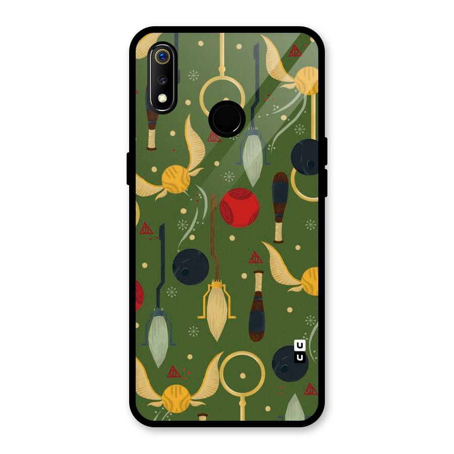 Flying Ball Pattern Glass Back Case for Realme 3i