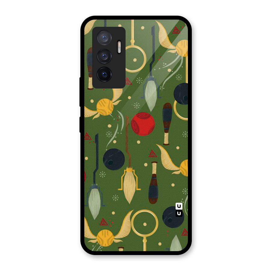Flying Ball Pattern Glass Back Case for Vivo V23e