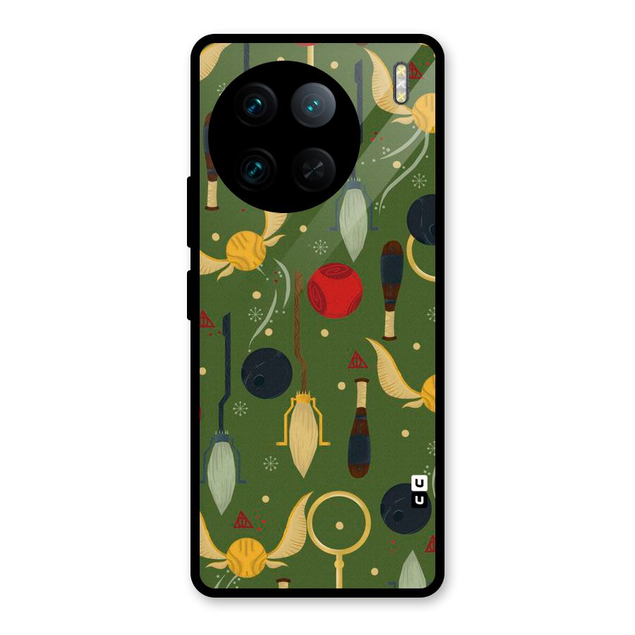 Flying Ball Pattern Glass Back Case for Vivo X90 Pro