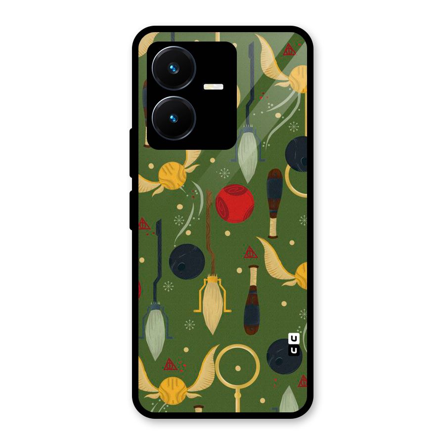 Flying Ball Pattern Glass Back Case for Vivo Y22s