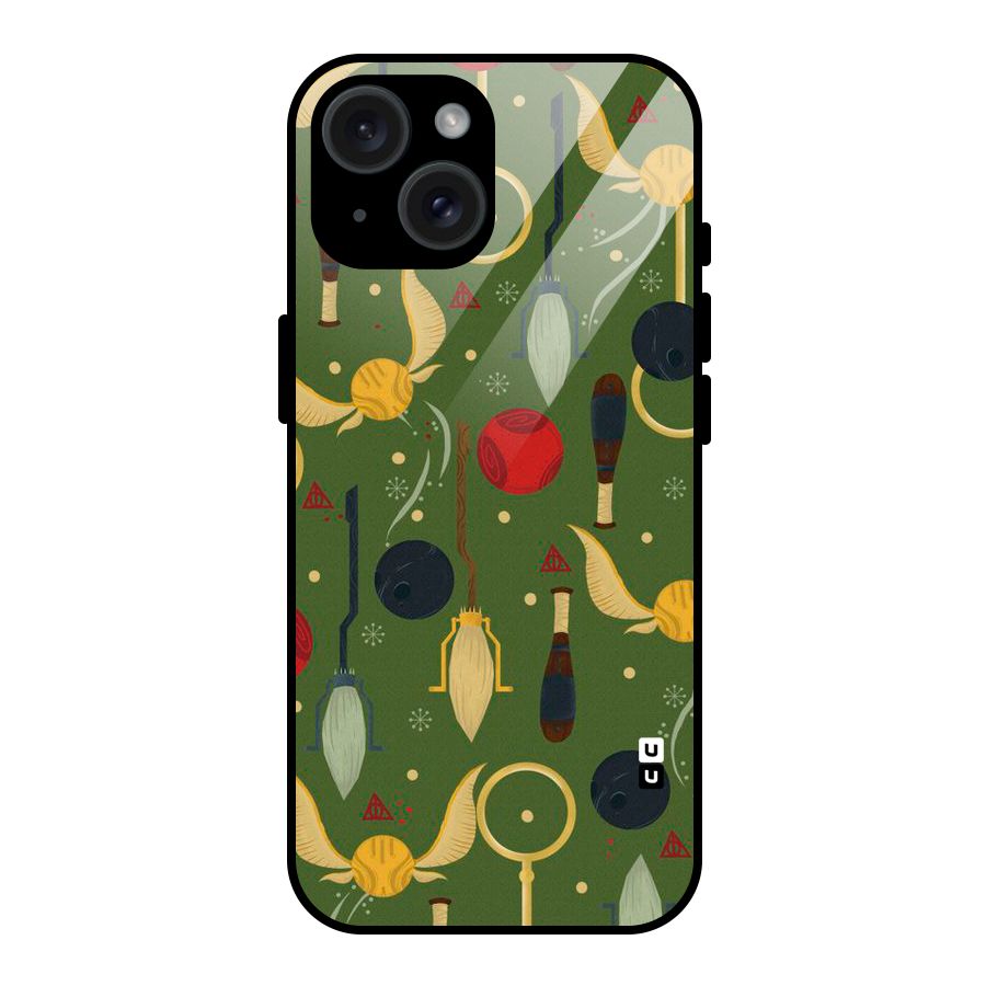 Flying Ball Pattern Glass Back Case for iPhone 15