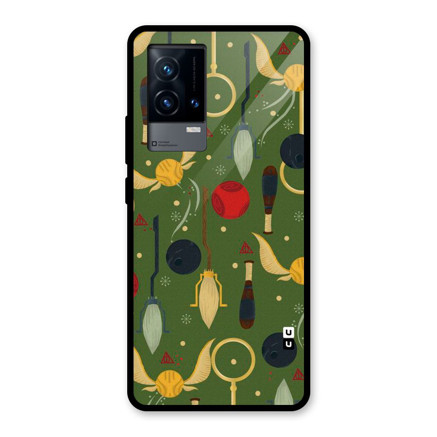 Flying Ball Pattern Glass Back Case for iQOO 9 5G