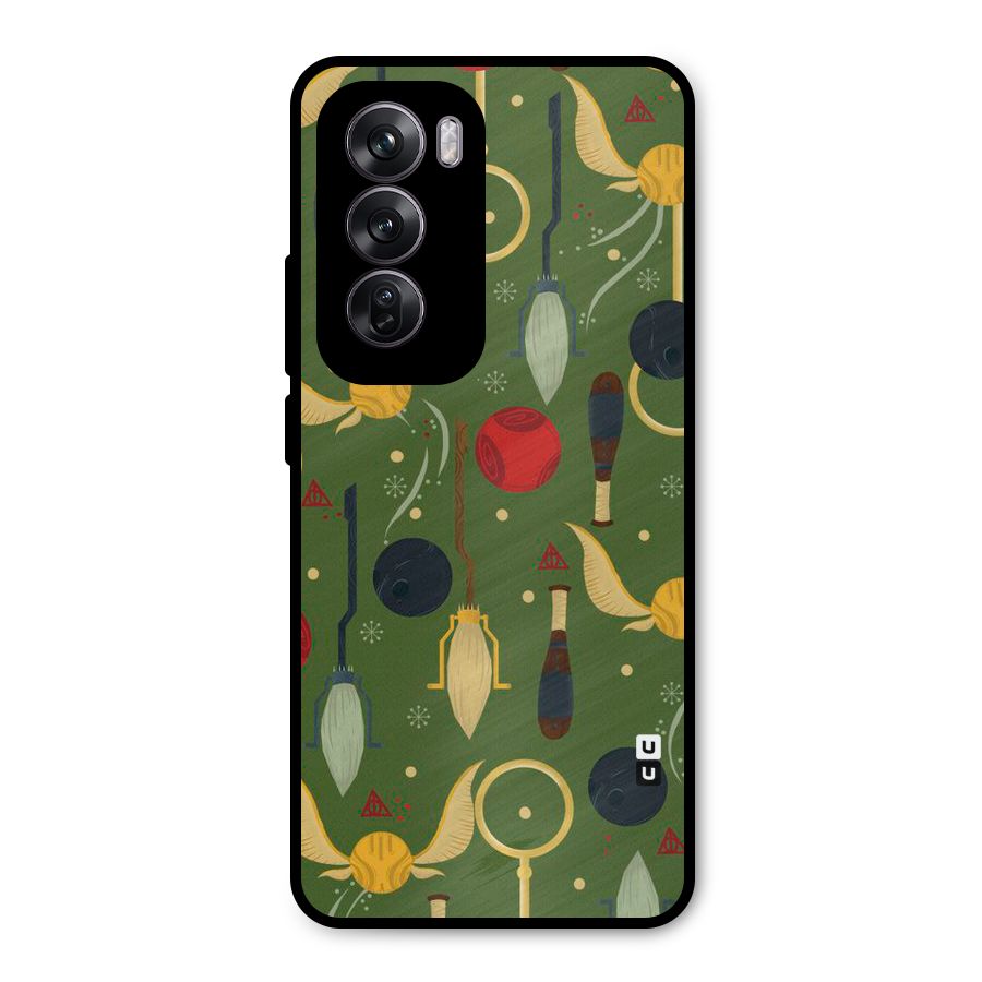 Flying Ball Pattern Metal Back Case for Oppo Reno12 Pro