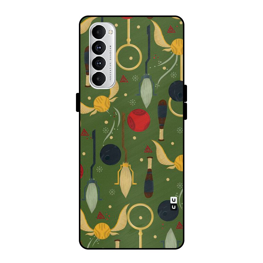 Flying Ball Pattern Metal Back Case for Oppo Reno4 Pro