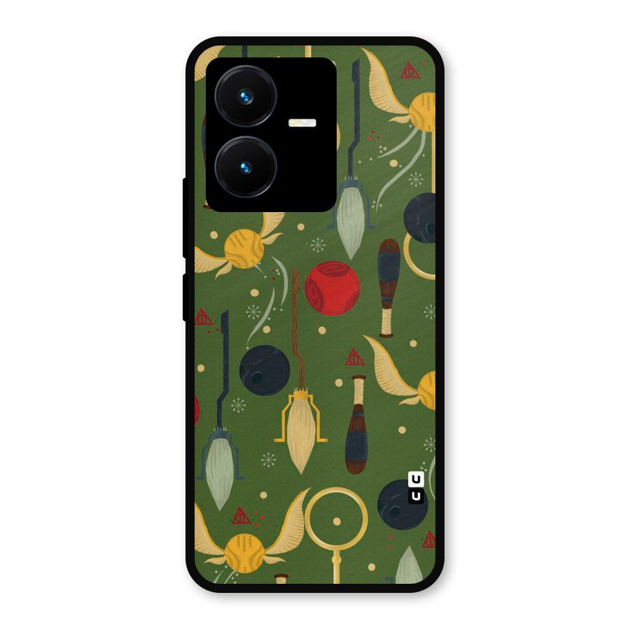 Flying Ball Pattern Metal Back Case for Vivo Y22s