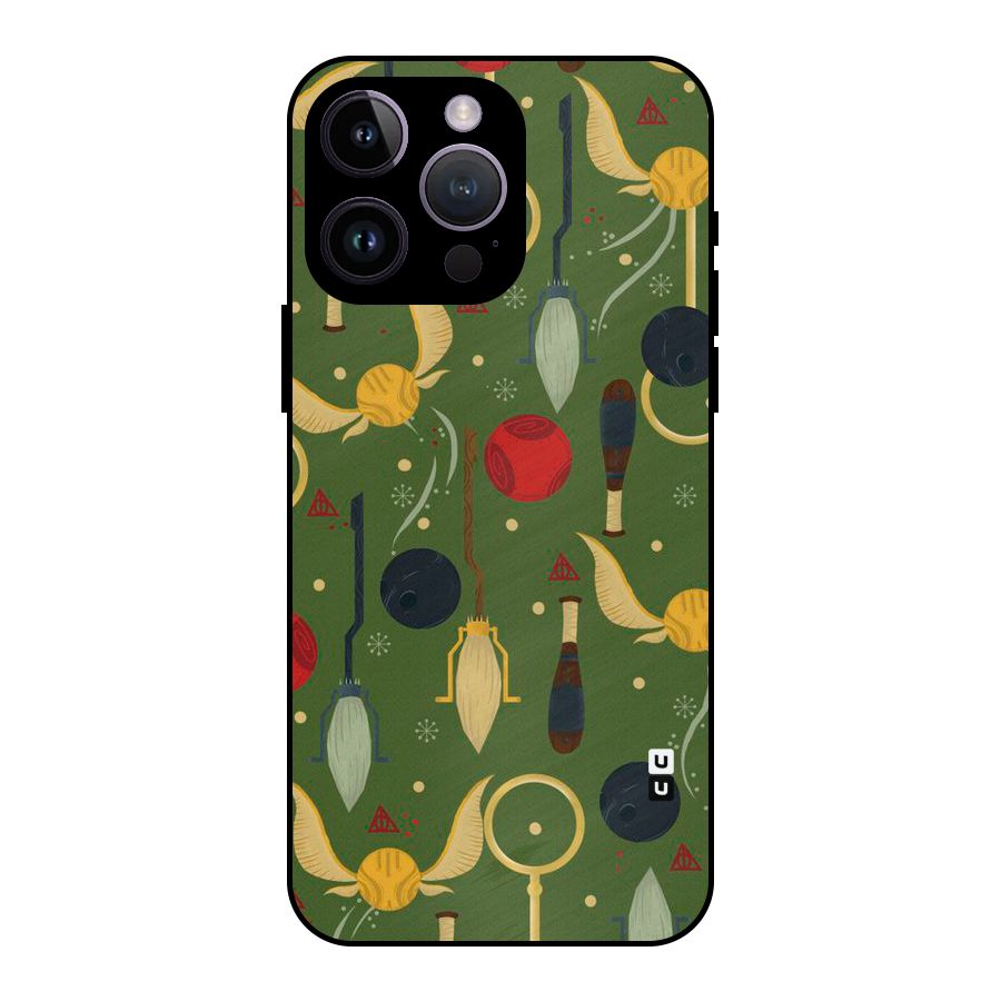 Flying Ball Pattern Metal Back Case for iPhone 14 Pro Max